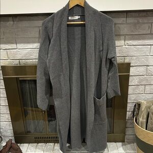 Gray Open Front Cardigan